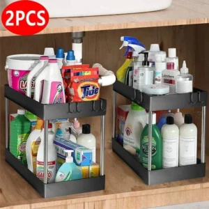1/2 Pcs Under Sink Storage Organizer 2 Tier Drawer